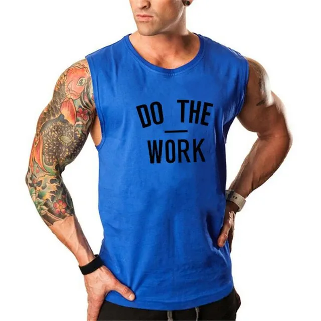 Pánské tričko bez rukávů s potiskem - DO THE WORK