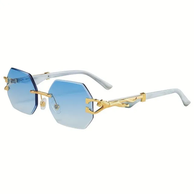 Frameless polygonal sunglasses with metal frame