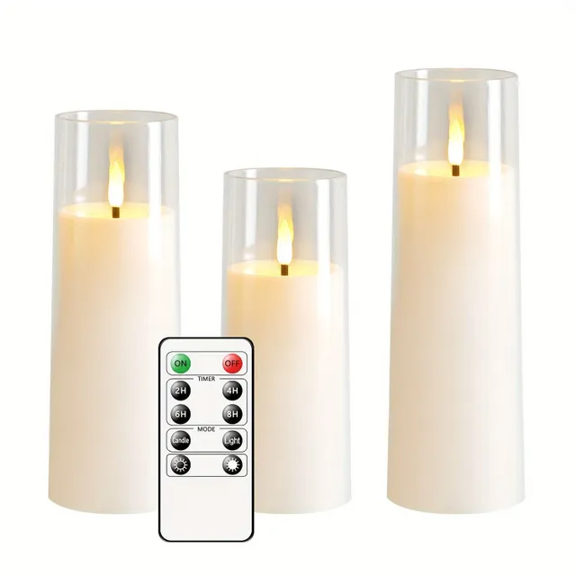 Dancing flames without risk: LED candle with remote control and timer (white) (d2.3"x5"5"6"7") - Christmas, Halloween, wedding