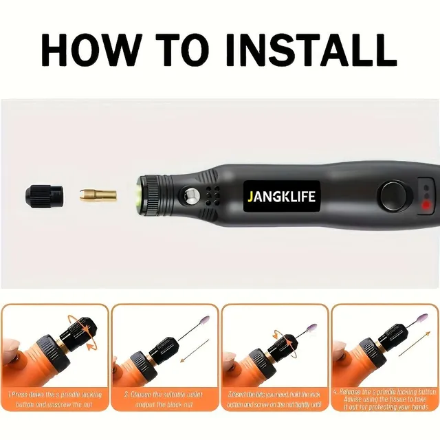 Wireless Rotary Tool with Rechargeable Rydle Pen and Battery - Electric and Adjustable Carving Pen