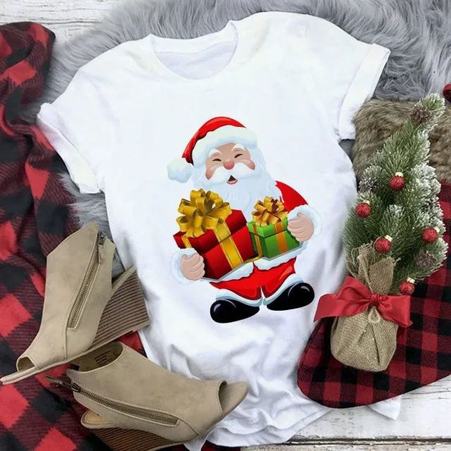 Tricou de damă cu motiv de Crăciun