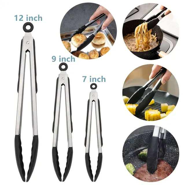 Practical kitchen pliers with refractory silicone tips - firm grip