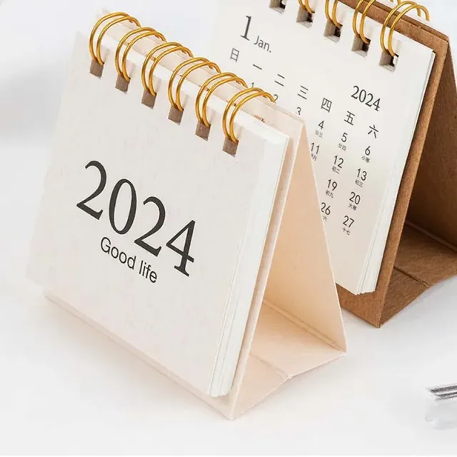 Mini calendar de birou 2024, caiet creativ portabil, decorațiuni, mic calendar de birou fresh și elegant, planificator lunar pentru studenți și necesități de birou