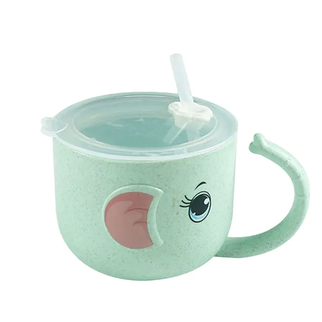 Baby mug with straw elephant