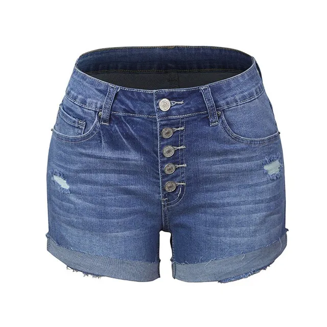 Women's sexy denim shorts decorated with buttons