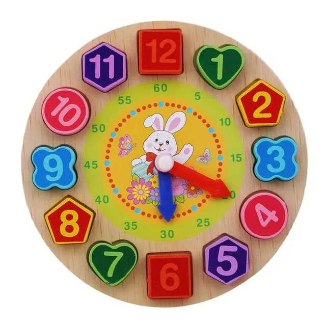 Children's wooden puzzle analog clock