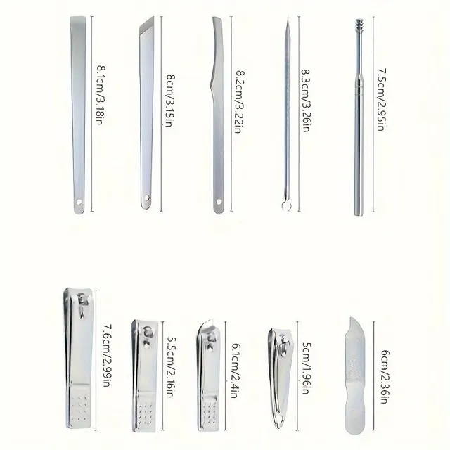 Stainless steel set for manicure and nail art