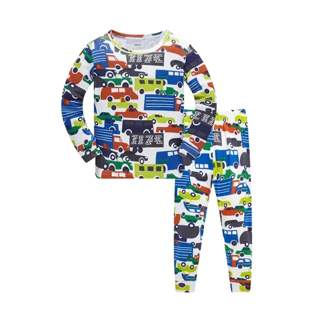 Two-piece pajamas for children with long sleeve and long pants with cheerful pictures