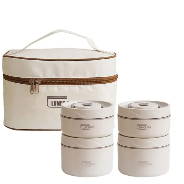 Stainless steel insulated lunch box with thermos and spoon