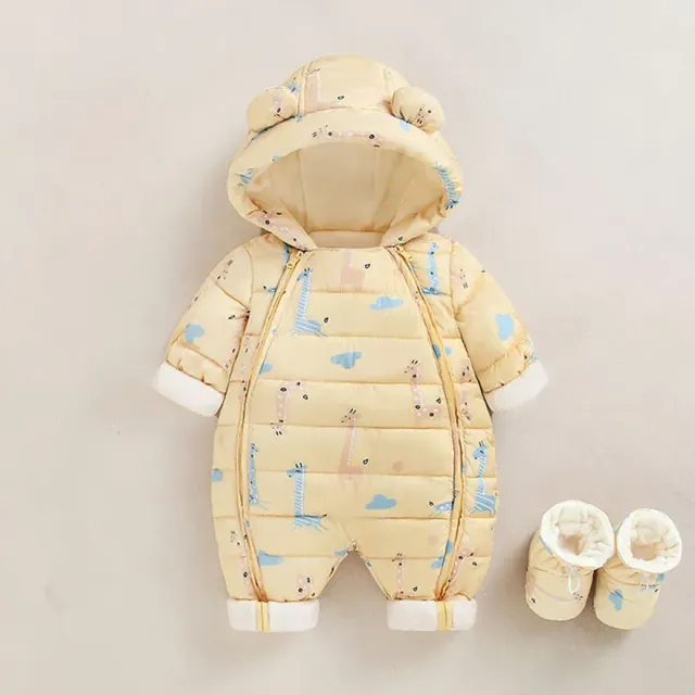 Combinaison automne/hiver pour bébé en coton épais avec capuche et manches longues