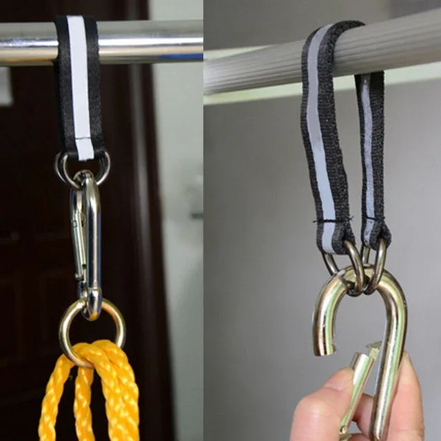 Hinged nylon straps for hanging garden swings