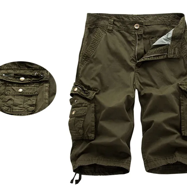 Pánské Cargo šortky v módním army stylu