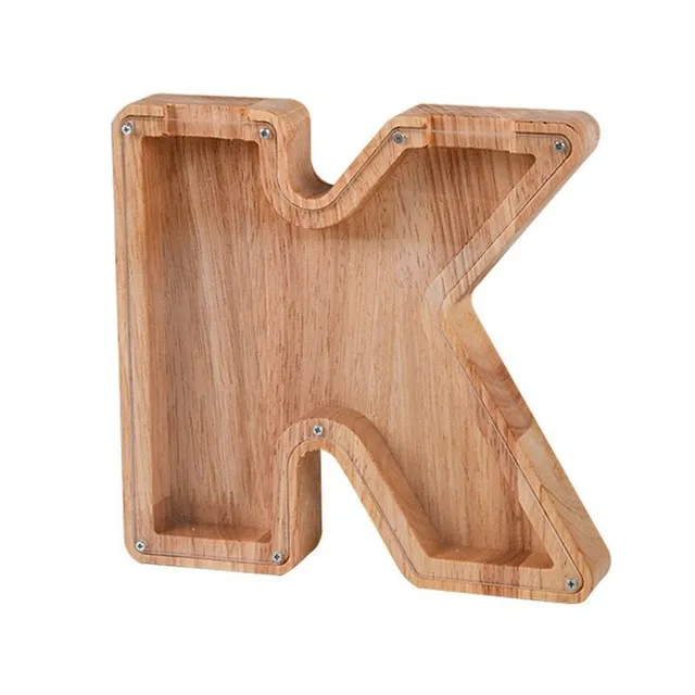 Luxury wooden letter-shaped cash box with glass front