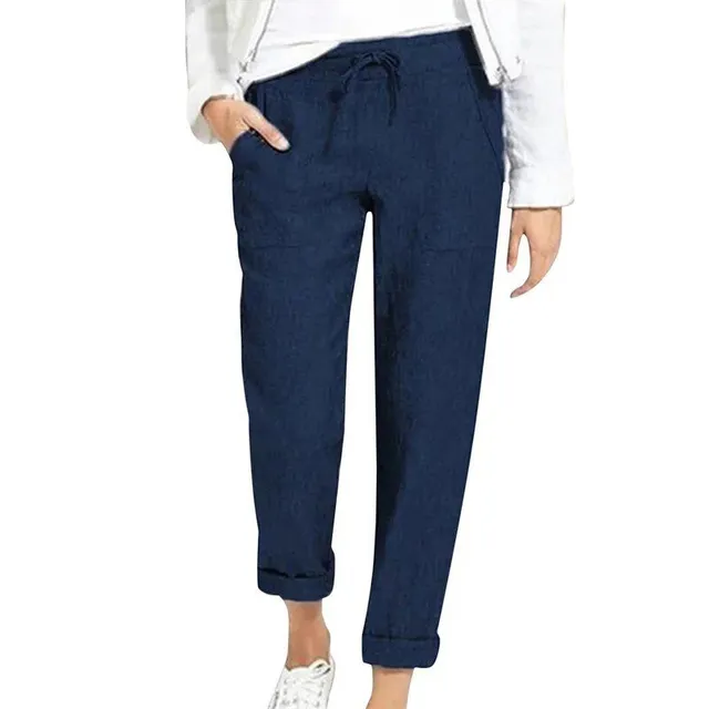 Women's high waist and pocket drawers - loose and casual long trousers for women