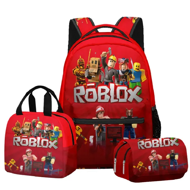 Stylish school set for children - Backpack, pencil case, lunch bag in various Roblox motifs