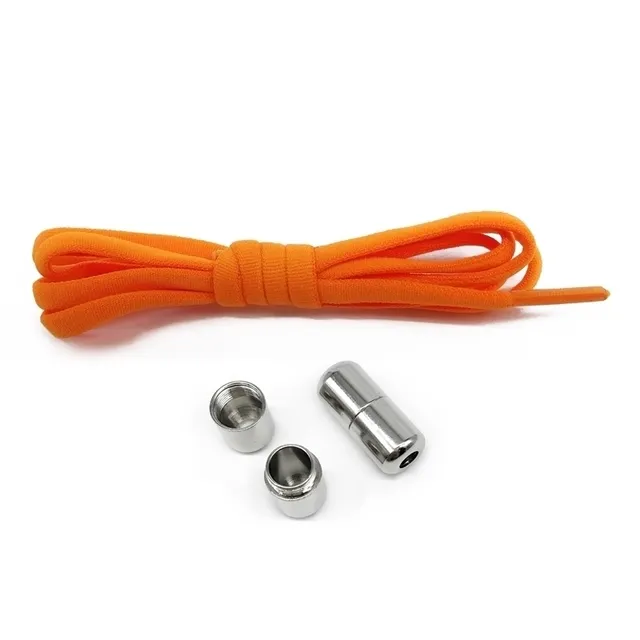 Stylish shoelaces with metal clamping orange