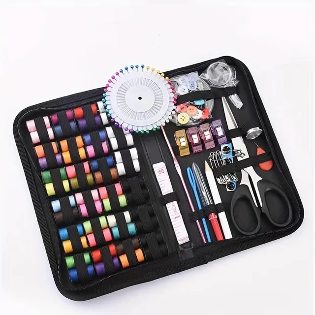 Sewing kit, DIY mini-quality sewing equipment for handymen, beginners, adults, emergency situations, summer camps, travel and home with storage holster.