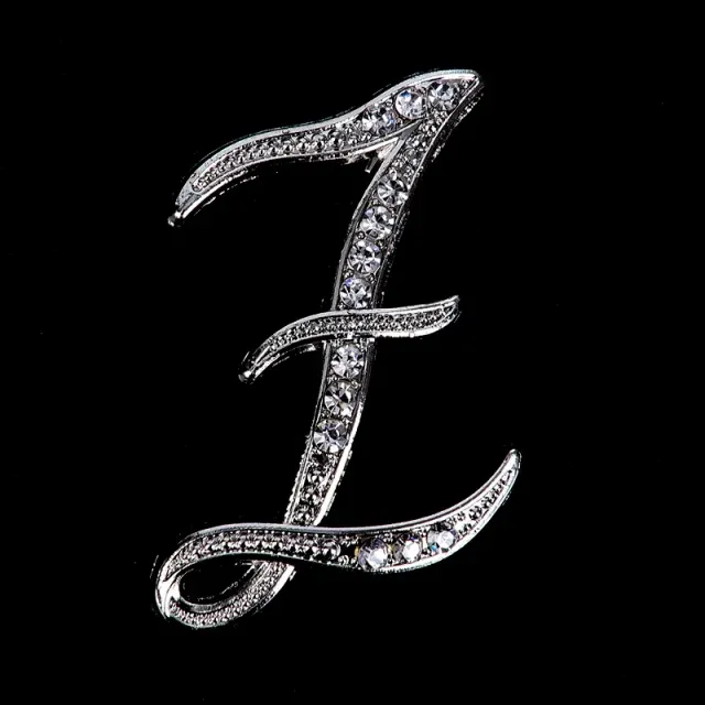 Luxurious women's brooch clip with English letter A-Z made of crystals and rhinestones