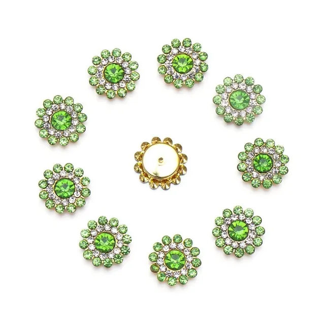 Crystal buttons in flower shape - set 10 pcs