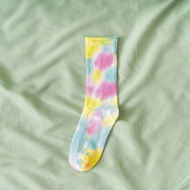 Women's High Socks with Batik motif Rainbow