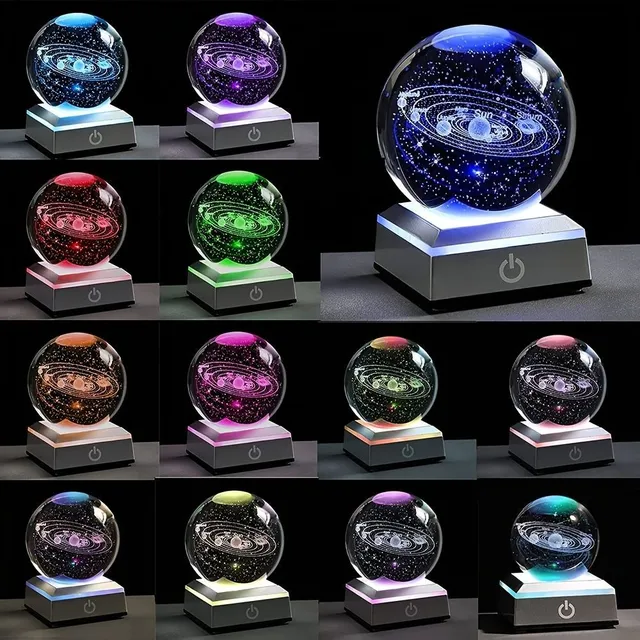 Magiczna nocna lampa: Układ Słoneczny Kryształowej Kuly 3D