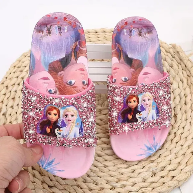 Girl slippers printed by princesses from the Ice Kingdom