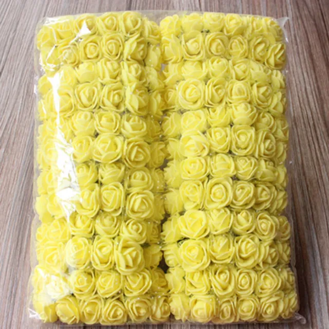 Decorative foam rosettes 144 pieces - 12 colours zlta