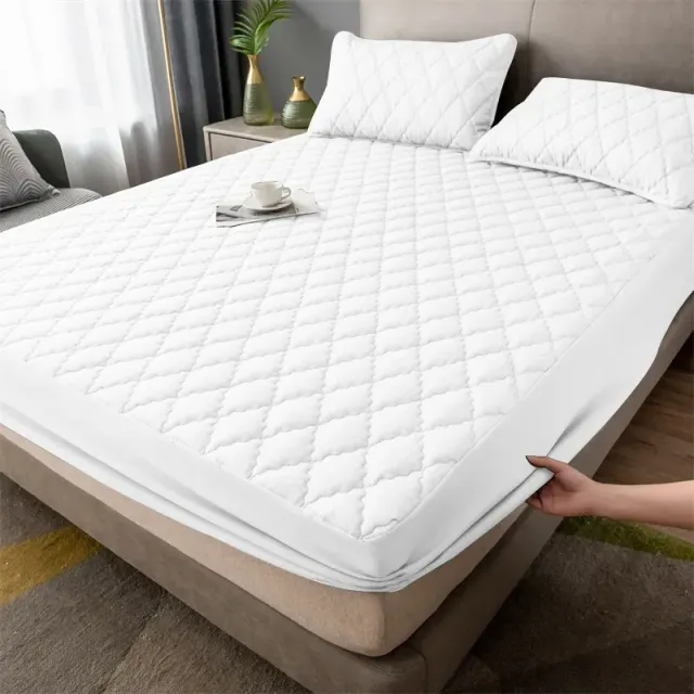 Waterproof mattress protector with rough padding and pleasant household fabric