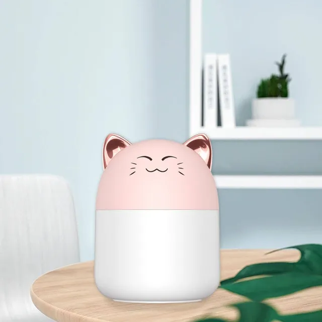 Roztomilý 250 ml zvířátkový zvlhčovač vzduchu s designem kočky pro pohodlí vašeho domova