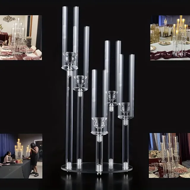 Shoulders candlesticks from transparent acrylic to the centre of the table