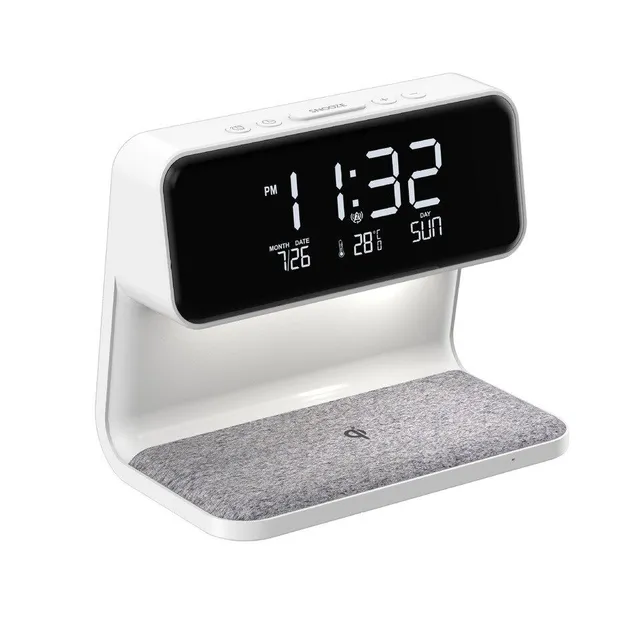 3v1 Vezeték nélküli dokkoló állomás lámpával és LCD digitális órával ébresztővel