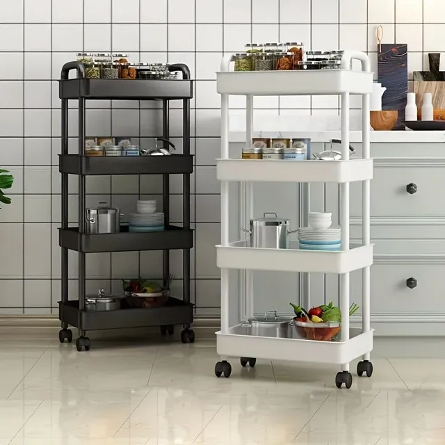 1pc Universal multi-level storage rack with wheels - kitchen, bathroom, bedroom and living room