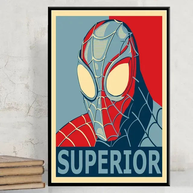 Poster on the wall with superhero motifs Spider-man