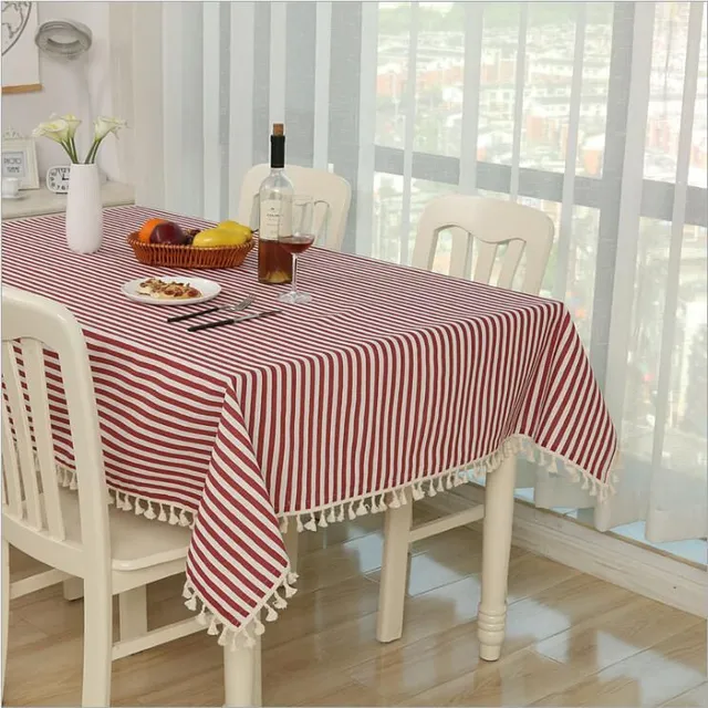 Tablecloth for dining table with tassels