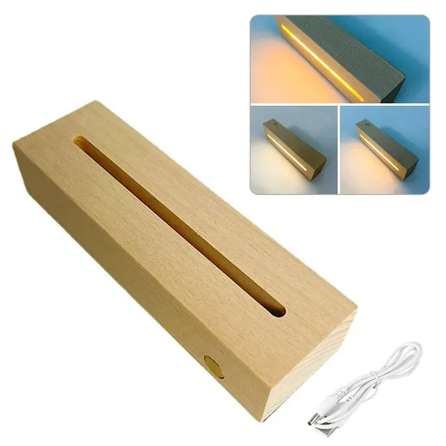 Wooden lamp with LED lighting and color rectangular display