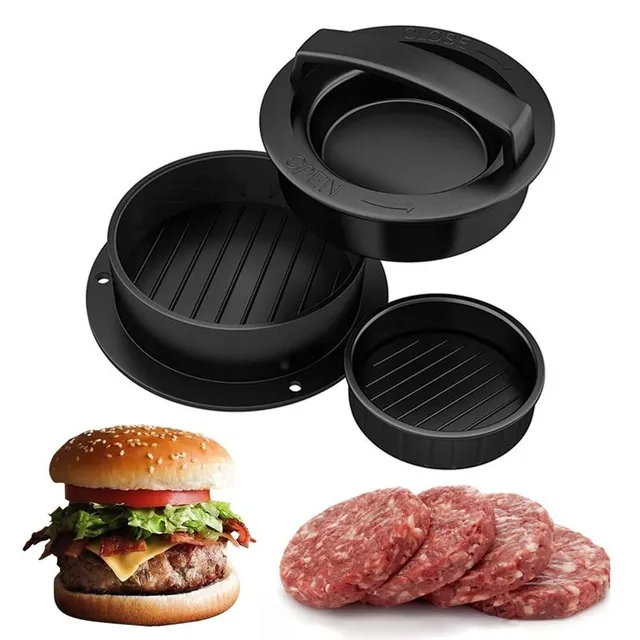 Kuchynský praktický lis na hamburgery - čierny