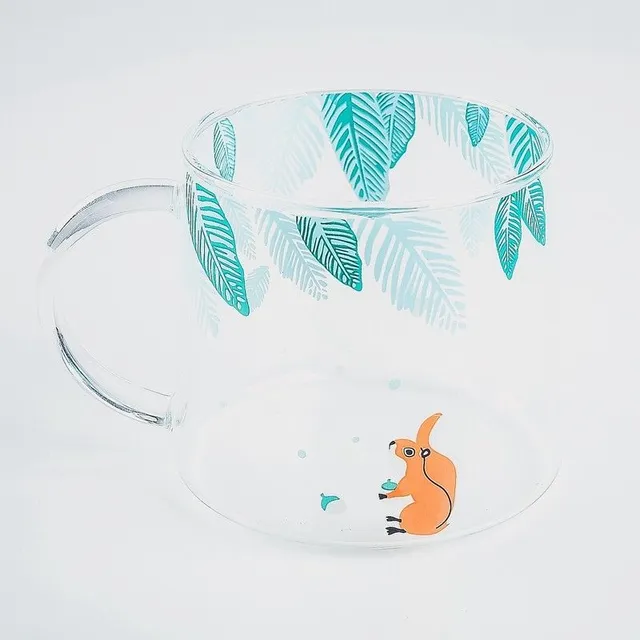 Glass mug with animals