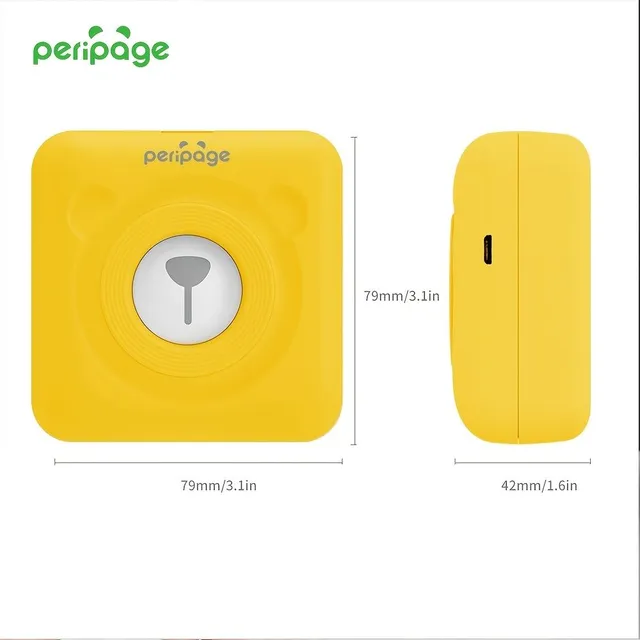 Pocket Thermoprinter PeriPage A6 Mini - wireless, labels, stickers, notes and photos with BT and USB connection, resolution 304 DPI