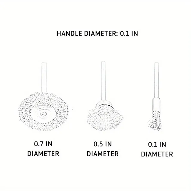 Set of 42 wire brushes with brass coating for drill