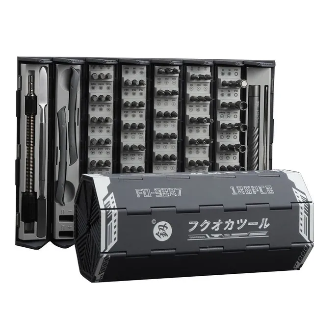 128 in 1 Reel Storage Box Screwdriver Set Five Star Bit Head Magnetic Precision Screwdriver Set Phone Repair Tool