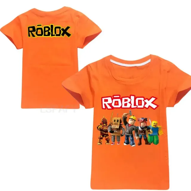 Stylové dětské jednobarevné tričko s krátkým rukávem a potiskem postav ze hry ROBLOX