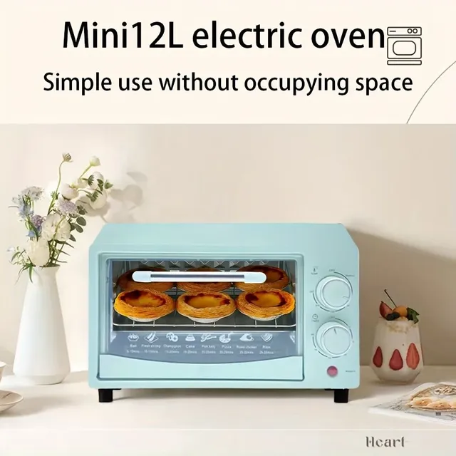 Small Electric Oven with Transparent Glass Window - Multifunctional for Bake Pies and Chicken Wings