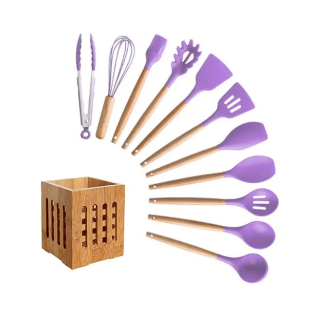 Kitchen utensils set in stand 12 pcs