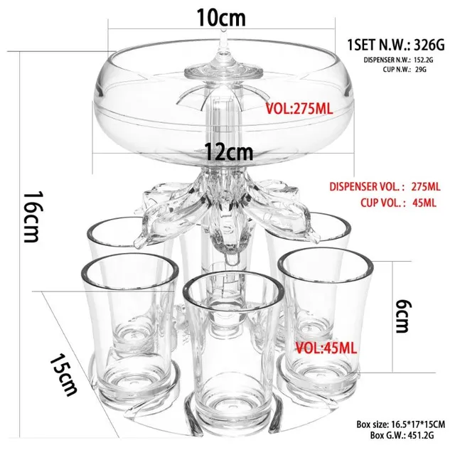 Dispenser per 6 bicchieri da shot