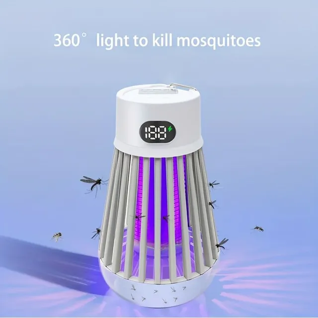 Lampă electrică portabilă împotriva țânțarilor cu încărcare USB, rezistentă la apă, capcana 2 în 1 pentru insecte pentru utilizare interioară și exterioară - Elimină molii, viespi, țânțari și alte insecte