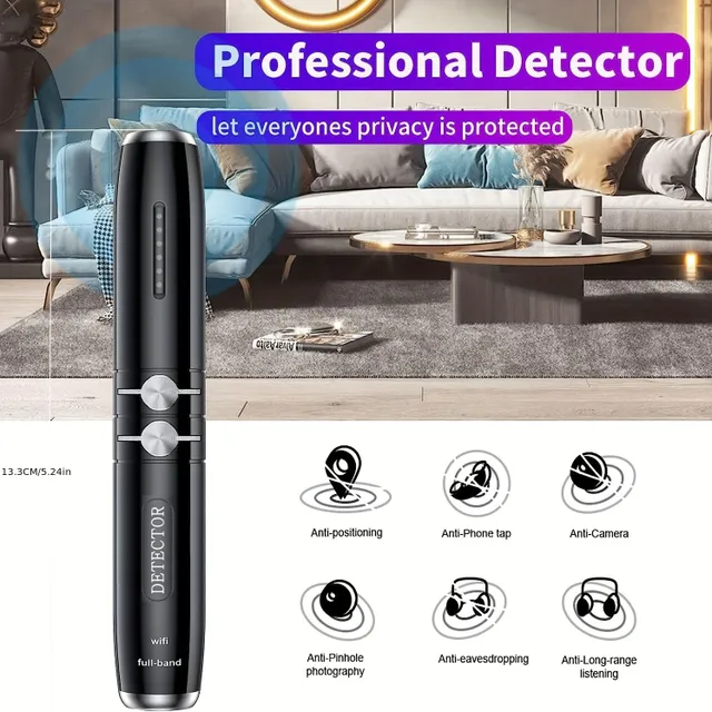 Comprehensive privacy protection: 5v1 detector hidden cameras, GPS localizers, RF signals and wireless devices for the bedroom, hotel and office.