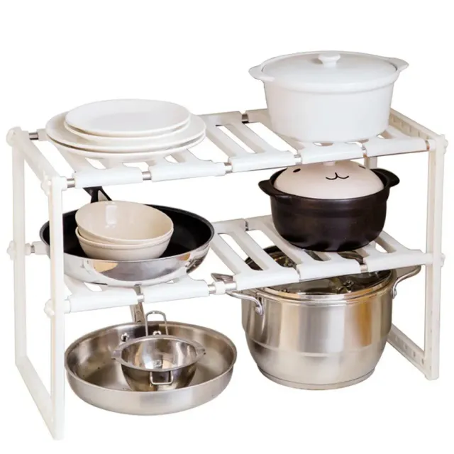 Telescopic storage shelf for the kitchen - multifunctional, adjustable, under sink and cosmetics