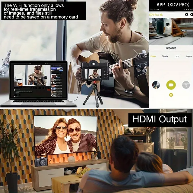 Nahrávanie videí z digitálnej kamery 4K HD, 3-palcový obojstranný HD displej s WiFi, 16x zoom, selfie fotografovanie, plne automatické zaostrenie, Live Streaming Videá, zachytiť každý krásny obrázok, perfektná voľba pre fotografov, voľba na Vianoce Nový r