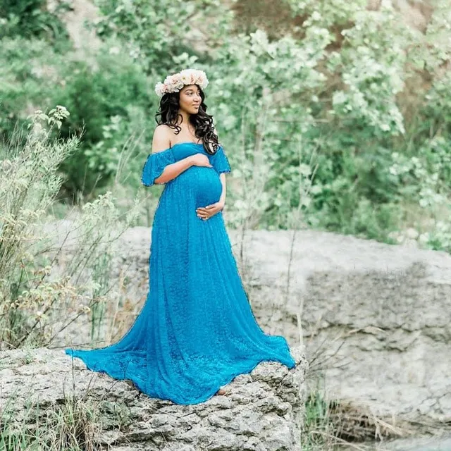 Női romantikus Lace Dress terhességi fotózás