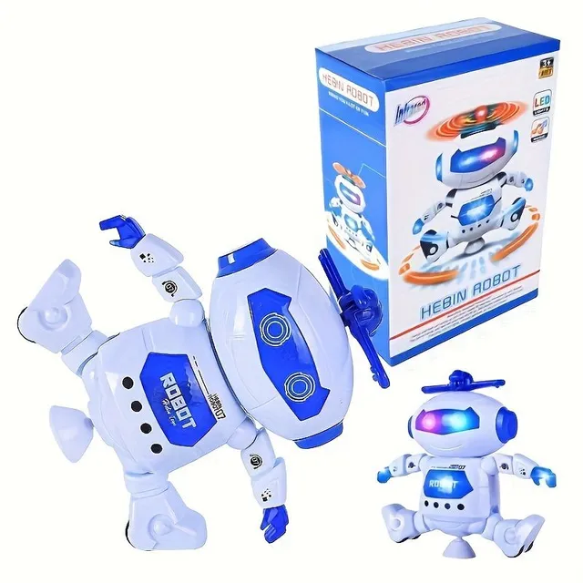 Dancing robot with music and lights for children's entertainment (winding 360°)